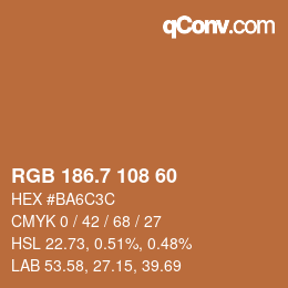 カラーコード: RGB 186.7 108 60 | qconv.com