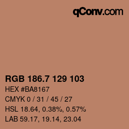 カラーコード: RGB 186.7 129 103 | qconv.com