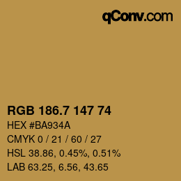 カラーコード: RGB 186.7 147 74 | qconv.com