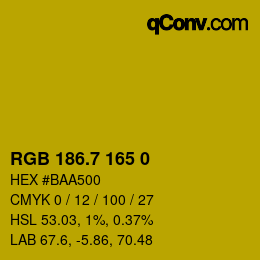 カラーコード: RGB 186.7 165 0 | qconv.com