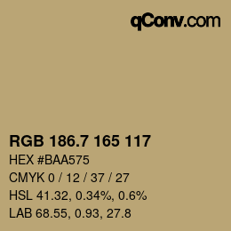 カラーコード: RGB 186.7 165 117 | qconv.com