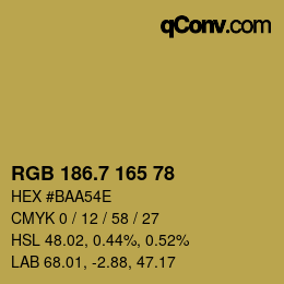カラーコード: RGB 186.7 165 78 | qconv.com