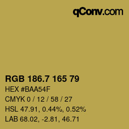 カラーコード: RGB 186.7 165 79 | qconv.com