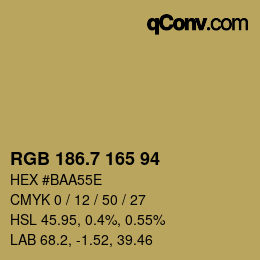 カラーコード: RGB 186.7 165 94 | qconv.com
