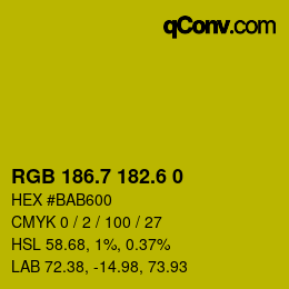 カラーコード: RGB 186.7 182.6 0 | qconv.com