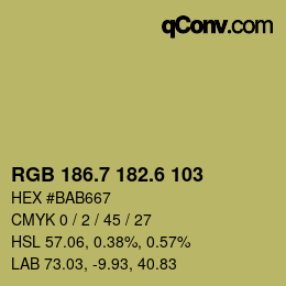 カラーコード: RGB 186.7 182.6 103 | qconv.com