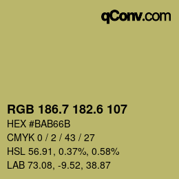 カラーコード: RGB 186.7 182.6 107 | qconv.com