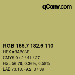 カラーコード: RGB 186.7 182.6 110 | qconv.com