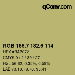 カラーコード: RGB 186.7 182.6 114 | qconv.com