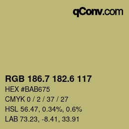 カラーコード: RGB 186.7 182.6 117 | qconv.com