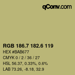 カラーコード: RGB 186.7 182.6 119 | qconv.com