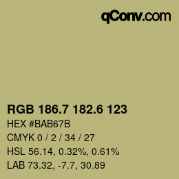 カラーコード: RGB 186.7 182.6 123 | qconv.com