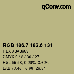カラーコード: RGB 186.7 182.6 131 | qconv.com