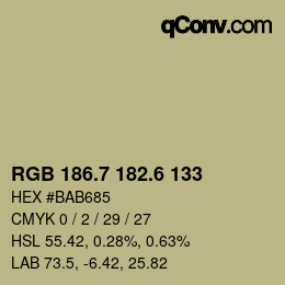 カラーコード: RGB 186.7 182.6 133 | qconv.com