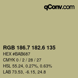 カラーコード: RGB 186.7 182.6 135 | qconv.com