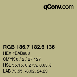 カラーコード: RGB 186.7 182.6 136 | qconv.com