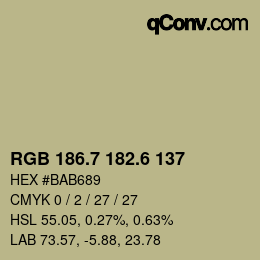 カラーコード: RGB 186.7 182.6 137 | qconv.com