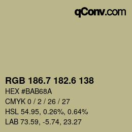 カラーコード: RGB 186.7 182.6 138 | qconv.com