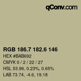 カラーコード: RGB 186.7 182.6 146 | qconv.com