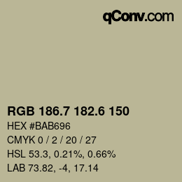 カラーコード: RGB 186.7 182.6 150 | qconv.com