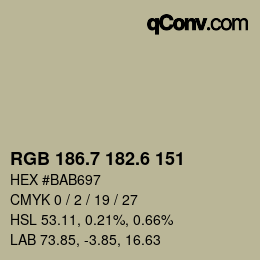 カラーコード: RGB 186.7 182.6 151 | qconv.com