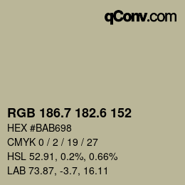 カラーコード: RGB 186.7 182.6 152 | qconv.com
