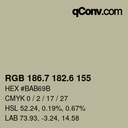 カラーコード: RGB 186.7 182.6 155 | qconv.com