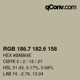 カラーコード: RGB 186.7 182.6 158 | qconv.com