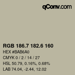 カラーコード: RGB 186.7 182.6 160 | qconv.com