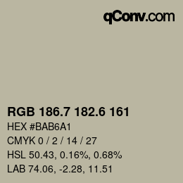 カラーコード: RGB 186.7 182.6 161 | qconv.com