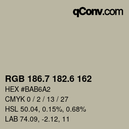 カラーコード: RGB 186.7 182.6 162 | qconv.com