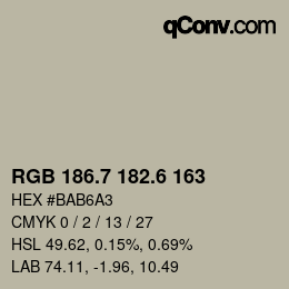 カラーコード: RGB 186.7 182.6 163 | qconv.com