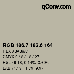 カラーコード: RGB 186.7 182.6 164 | qconv.com