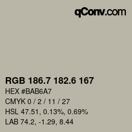 カラーコード: RGB 186.7 182.6 167 | qconv.com