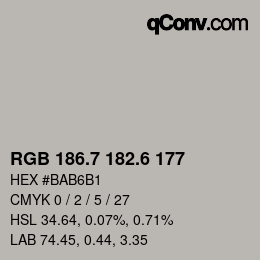 カラーコード: RGB 186.7 182.6 177 | qconv.com