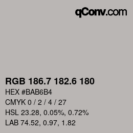 カラーコード: RGB 186.7 182.6 180 | qconv.com