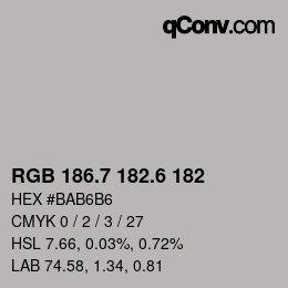 カラーコード: RGB 186.7 182.6 182 | qconv.com