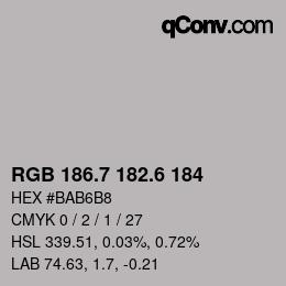カラーコード: RGB 186.7 182.6 184 | qconv.com