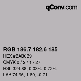 カラーコード: RGB 186.7 182.6 185 | qconv.com