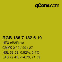 カラーコード: RGB 186.7 182.6 19 | qconv.com