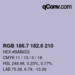 カラーコード: RGB 186.7 182.6 210 | qconv.com