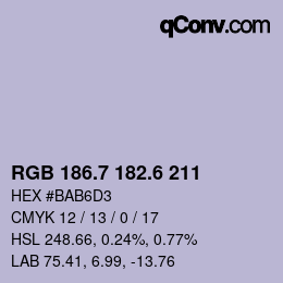 カラーコード: RGB 186.7 182.6 211 | qconv.com