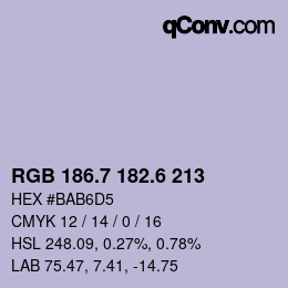 カラーコード: RGB 186.7 182.6 213 | qconv.com