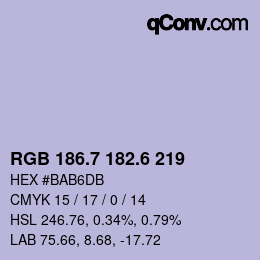 カラーコード: RGB 186.7 182.6 219 | qconv.com