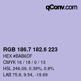 カラーコード: RGB 186.7 182.6 223 | qconv.com