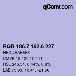カラーコード: RGB 186.7 182.6 227 | qconv.com