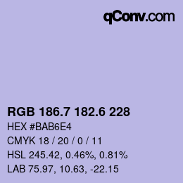カラーコード: RGB 186.7 182.6 228 | qconv.com