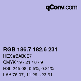 カラーコード: RGB 186.7 182.6 231 | qconv.com