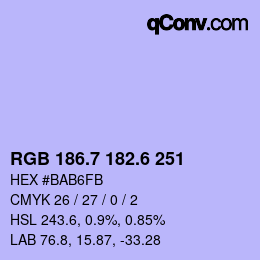 カラーコード: RGB 186.7 182.6 251 | qconv.com