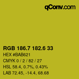 カラーコード: RGB 186.7 182.6 33 | qconv.com